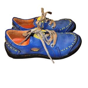 TMA Eyes Womens Hand Stitched Leather Walking Shoes Blue Size 7